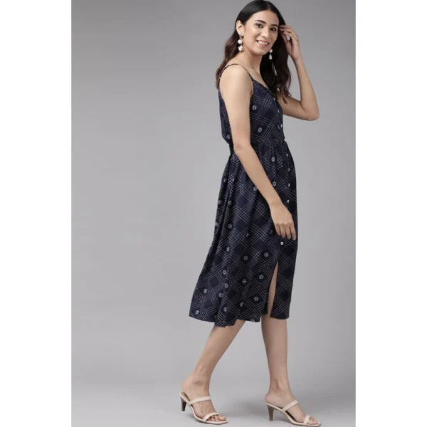 Generic Women's Casual Sleeveless Stripe Printed Rayon Dress (Blue) - Image 5