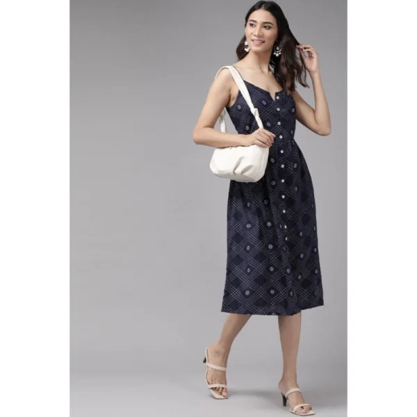 Generic Women's Casual Sleeveless Stripe Printed Rayon Dress (Blue) - Image 3