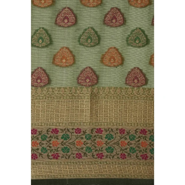 ?Women's Organza Printed Saree With Unstitched Blouse (Mahendi, 5-6 Mtrs) - Image 3