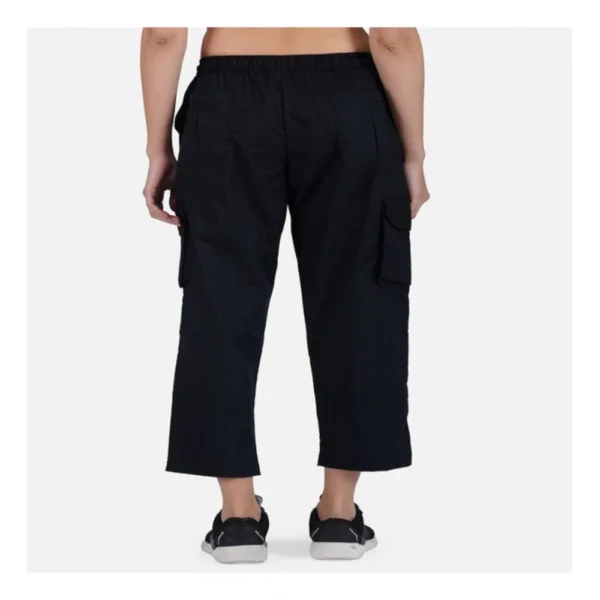 Generic Women's Casual Cotton Solid Cargo Pants (Black) - Image 3