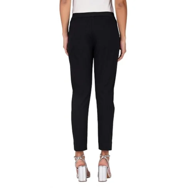 Generic Women's Casual Cotton Lycra Solid Trouser Pants (Black) - Image 3