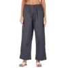 Generic Women's Casual Cotton Cambric Solid Elastic Palazzo Trousers (Dark Grey)