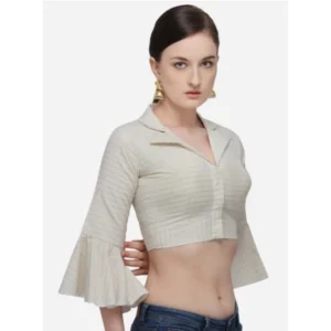 Alternative view of Women's Cotton Striped Readymade Blouse (Beige, Size: Free Size)
