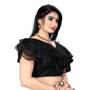 Alternative view of Women's Nylon Diamond Work Readymade Blouse (Black, Size: Free Size)