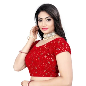 Alternative view of Women's Velvet Sequins Readymade Blouse (Red, Size: Free Size)