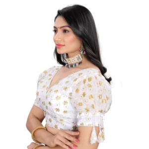 Alternative view of Women's Jimmy Choo Embroidery Readymade Blouse (White, Size: Free Size)