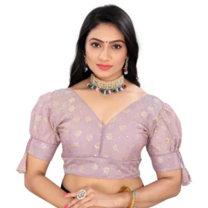 Women's Jimmy Choo Embroidery Readymade Blouse (Lavender, Size: Free Size)