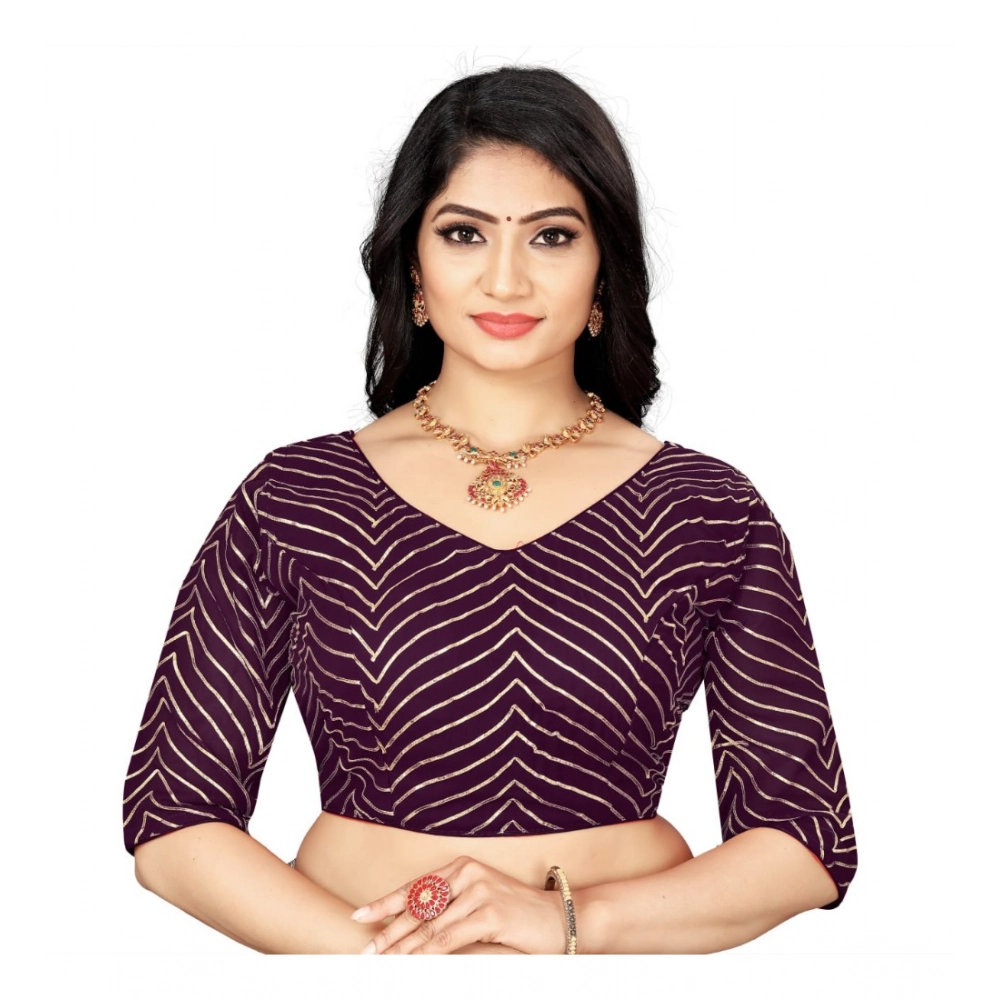 Women's Georgette Embroidery Readymade Blouse (Purple, Size: Free Size)