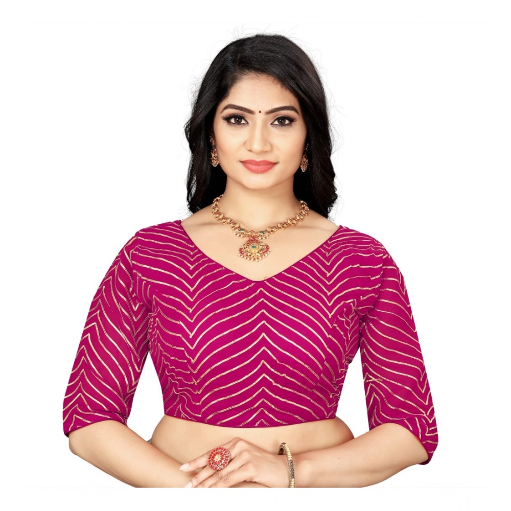 Women's Georgette Embroidery Readymade Blouse (Pink, Size: Free Size)