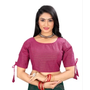 Women's Cotton Thread Work Readymade Blouse (Barbie Pink, Size: Free Size)