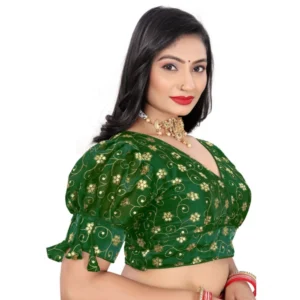 Alternative view of Women's Jimmy Choo Embroidery Readymade Blouse (Green, Size: Free Size)