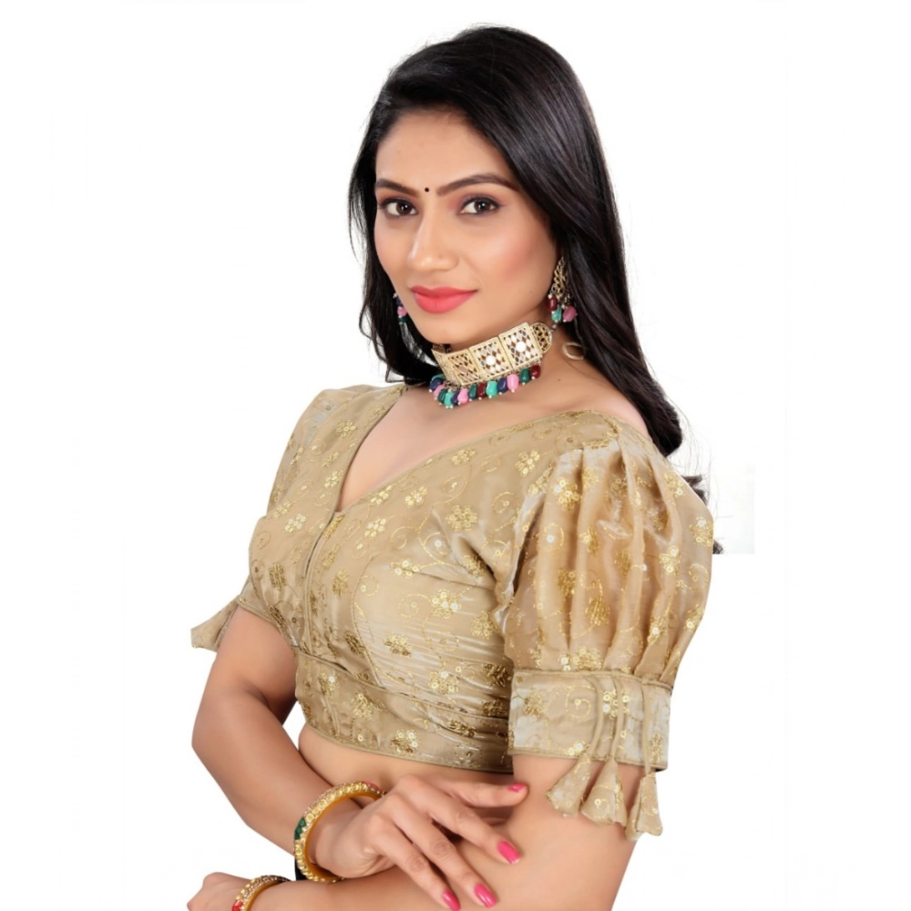 Women's Jimmy Choo Embroidery Readymade Blouse (Beige, Size: Free Size) - Image 3