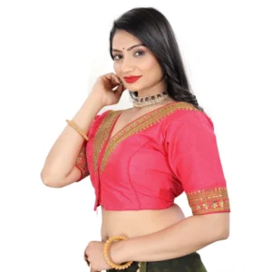 Alternative view of Women's Banglory Embroidery Readymade Blouse (Pink, Size: Free Size)
