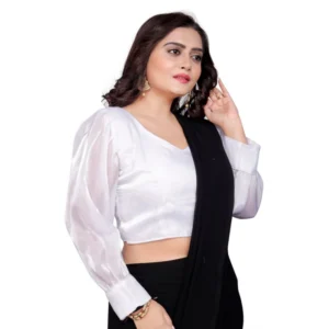 Alternative view of Women's?Organza Plain Readymade Blouse (White, Size: Free Size)
