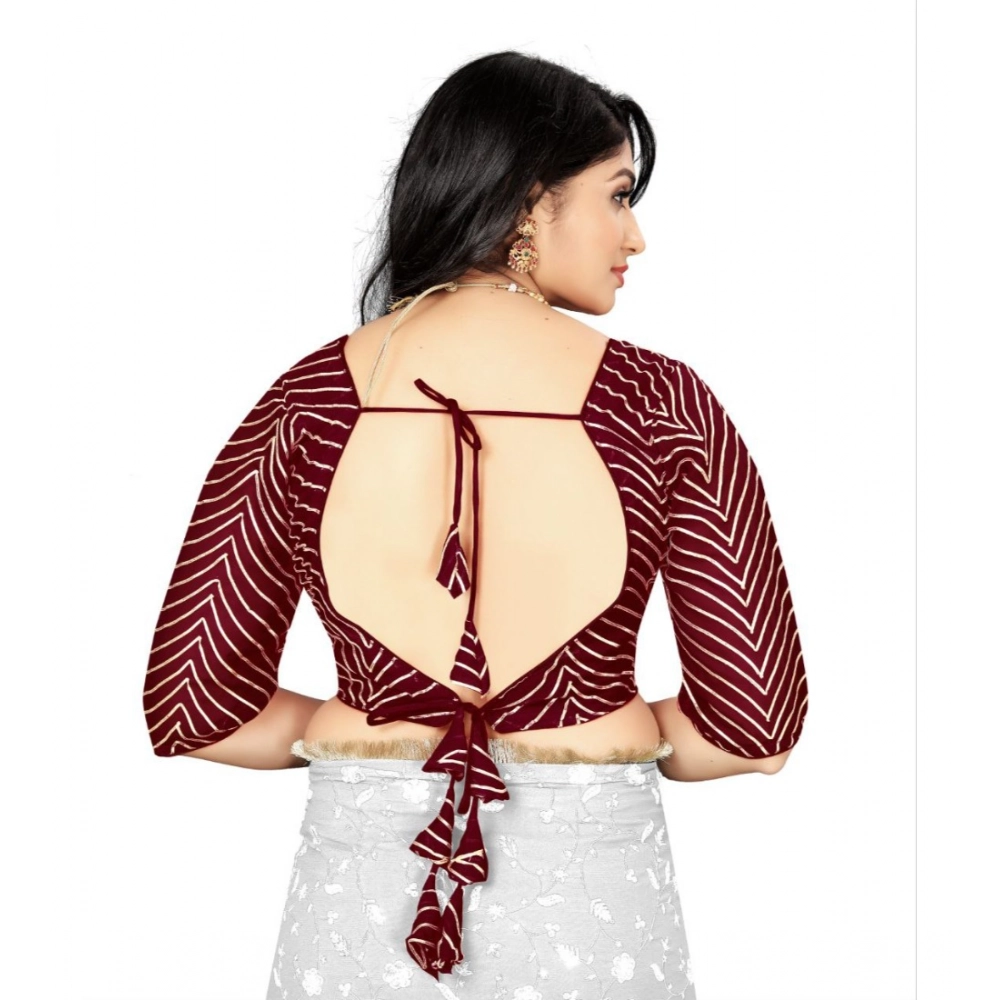 Women's Georgette Embroidery Readymade Blouse (Maroon, Size: Free Size) - Image 4