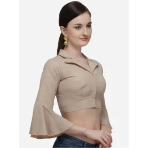 Alternative view of Women's Cotton Striped Readymade Blouse (Beige, Size: Free Size)