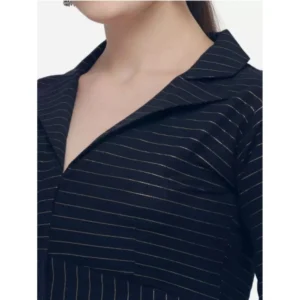 Alternative view of Women's Cotton Striped Readymade Blouse (Navy Blue, Size: Free Size)