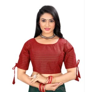 Women's Cotton Thread Work Readymade Blouse (Red, Size: Free Size)