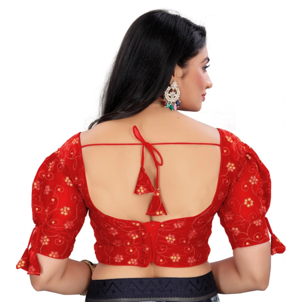 Women's Jimmy Choo Embroidery Readymade Blouse (Red, Size: Free Size) - Image 4