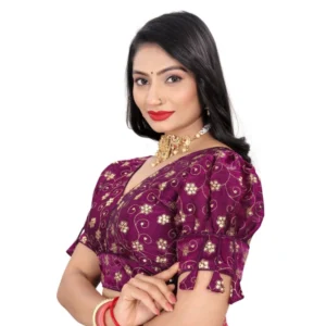 Alternative view of Women's Jimmy Choo Embroidery Readymade Blouse (Purple, Size: Free Size)