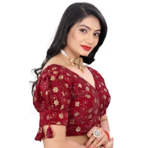 Alternative view of Women's Jimmy Choo Embroidery Readymade Blouse (Maroon, Size: Free Size)