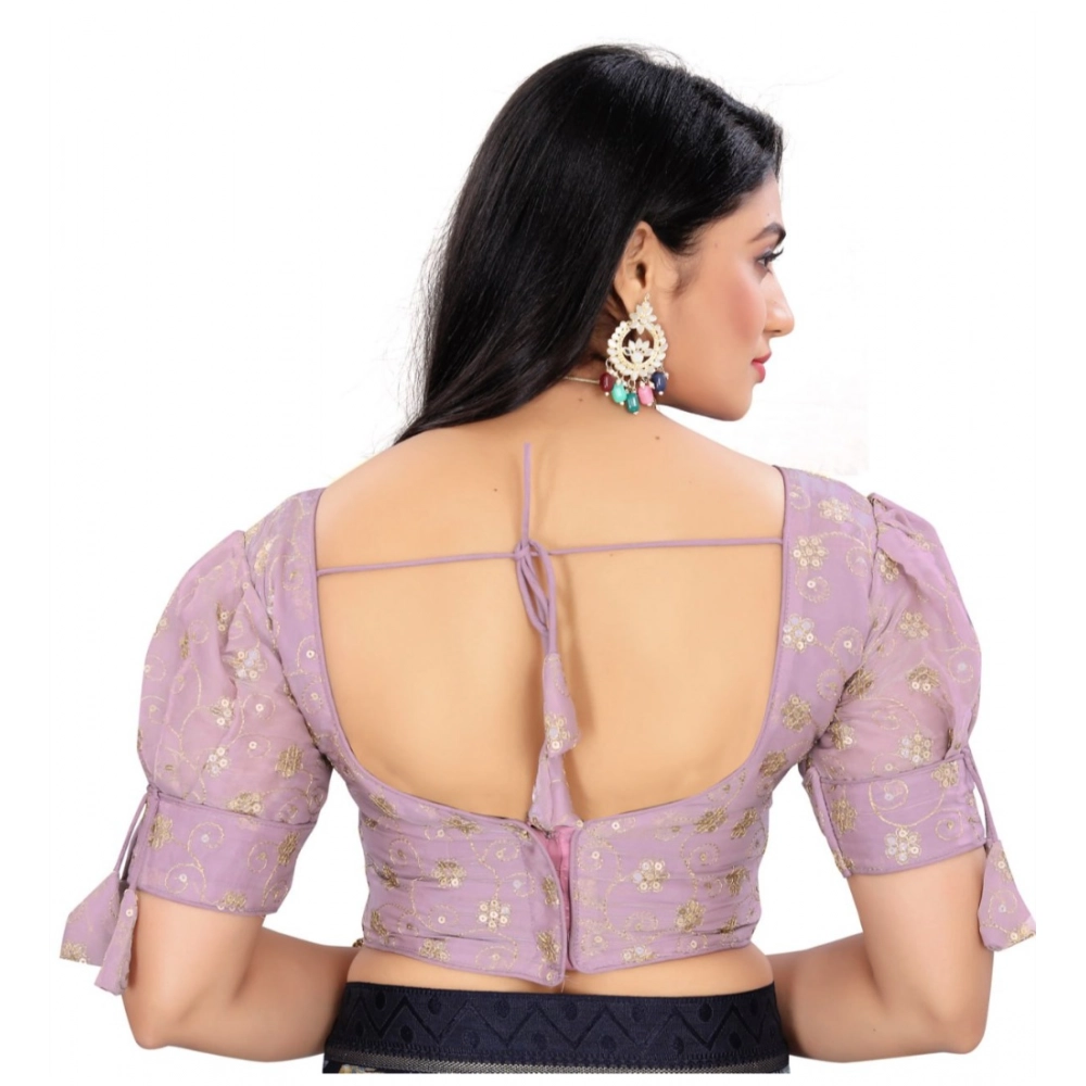 Women's Jimmy Choo Embroidery Readymade Blouse (Lavender, Size: Free Size) - Image 4