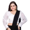 Women's?Organza Plain Readymade Blouse (White, Size: Free Size)