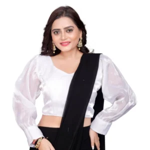 Women's?Organza Plain Readymade Blouse (White, Size: Free Size)