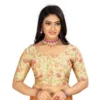 Women's Satin Floral Readymade Blouse (Beige, Size: Free Size)