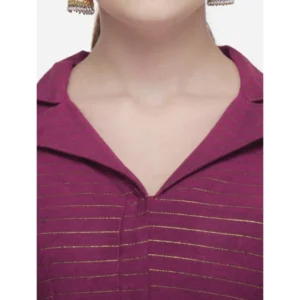 Alternative view of Women's Cotton Striped Readymade Blouse (Magenta, Size: Free Size)