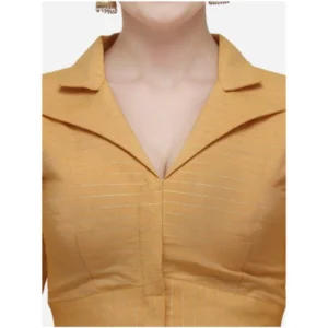 Alternative view of Women's Cotton Striped Readymade Blouse (Mustard, Size: Free Size)