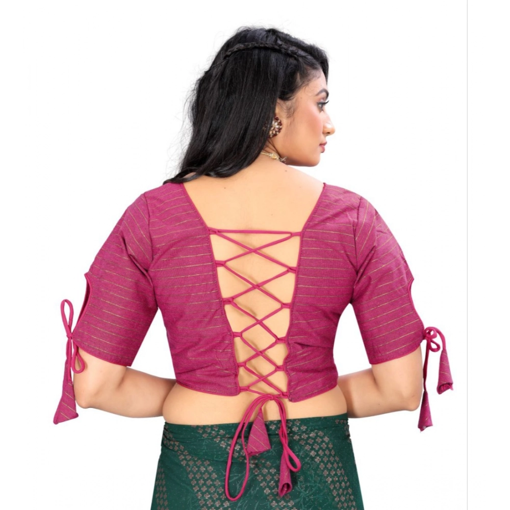 Women's Cotton Thread Work Readymade Blouse (Barbie Pink, Size: Free Size) - Image 4