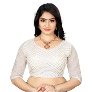 Women's Georgette Embroidery Readymade Blouse (White, Size: Free Size)