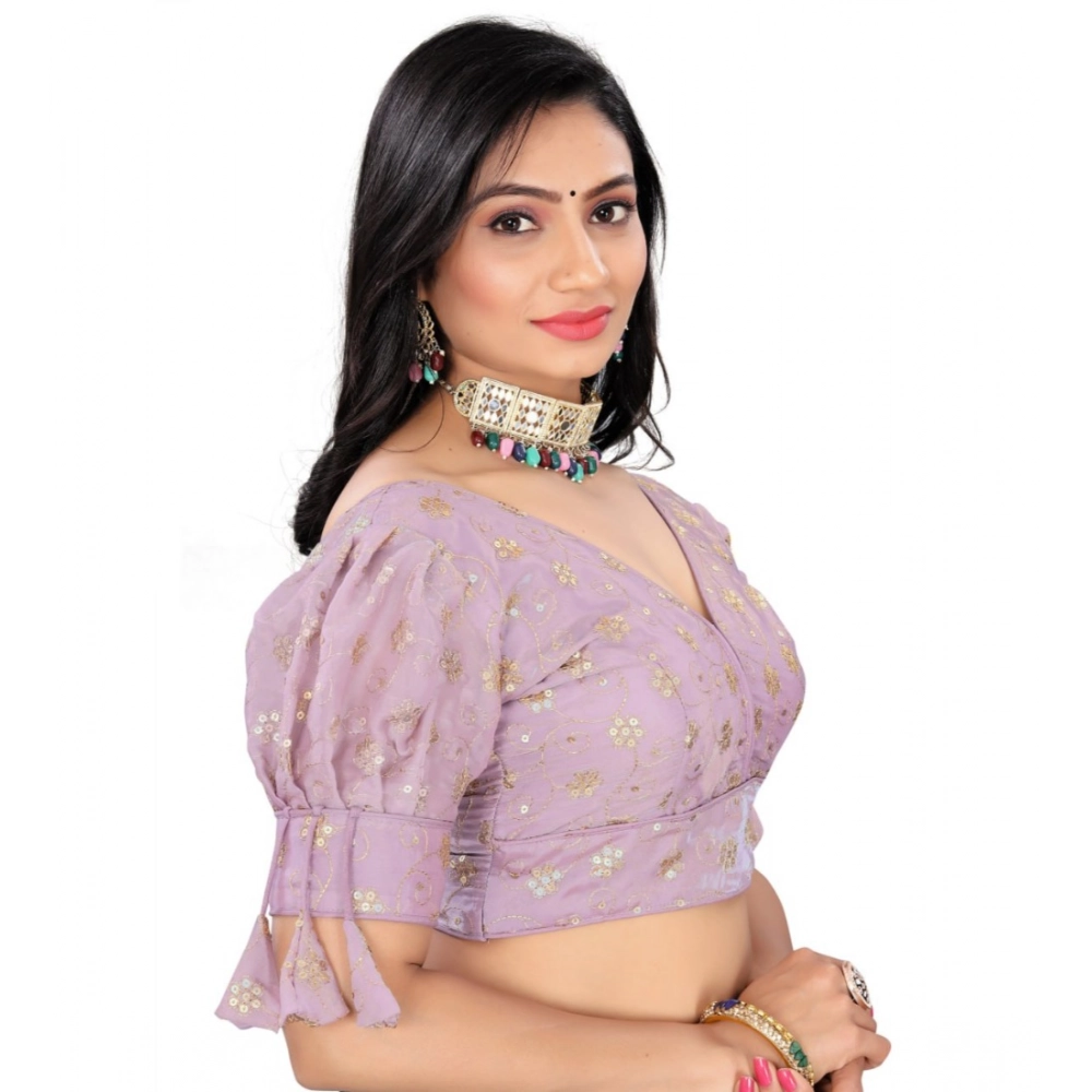 Women's Jimmy Choo Embroidery Readymade Blouse (Lavender, Size: Free Size) - Image 2