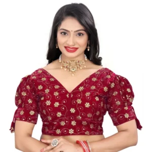 Women's Jimmy Choo Embroidery Readymade Blouse (Maroon, Size: Free Size)