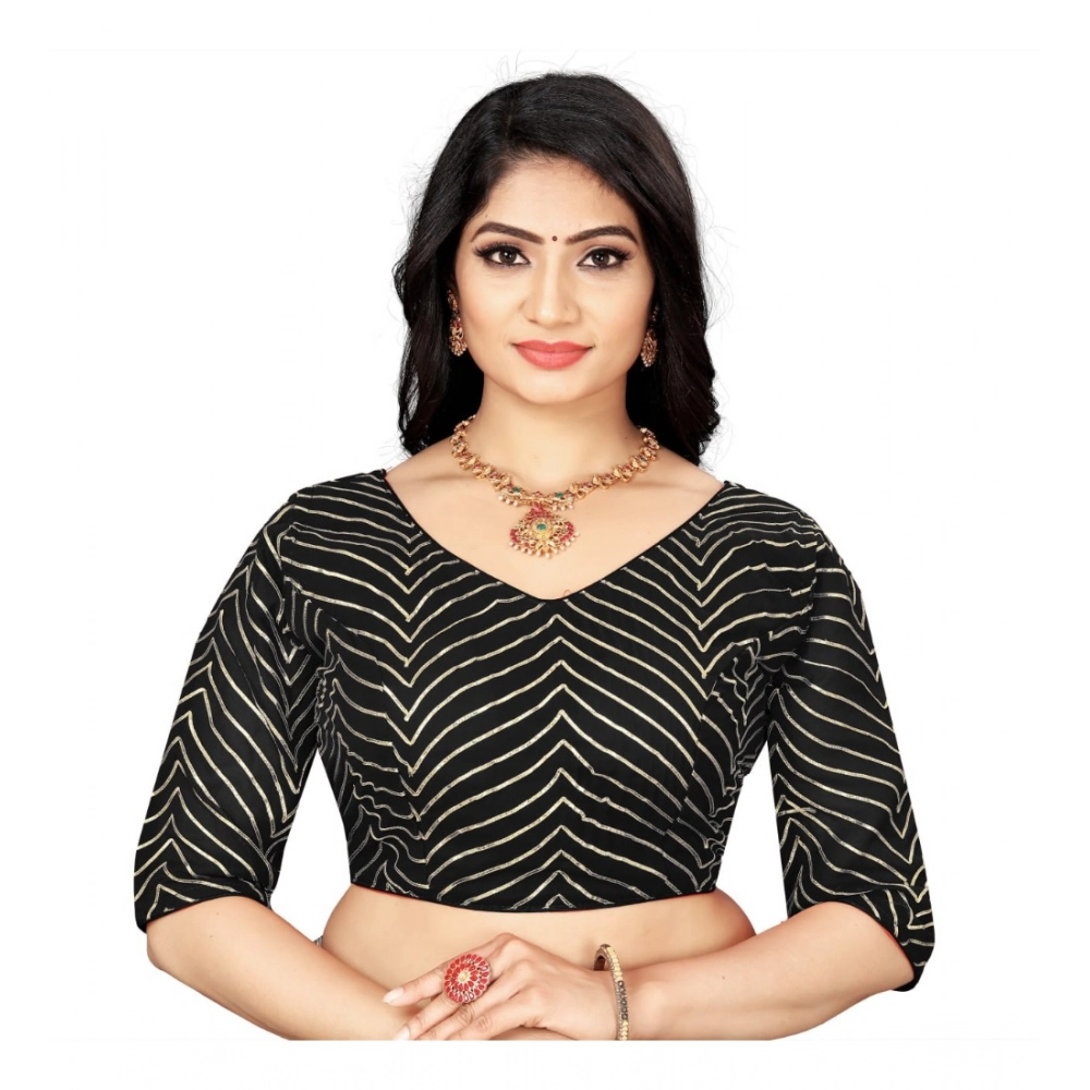 Women's Georgette Embroidery Readymade Blouse (Black, Size: Free Size)