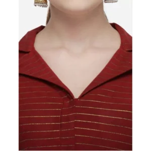 Alternative view of Women's Cotton Striped Readymade Blouse (Maroon, Size: Free Size)