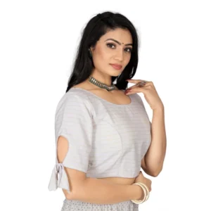 Alternative view of Women's Cotton Thread Work Readymade Blouse (White, Size: Free Size)