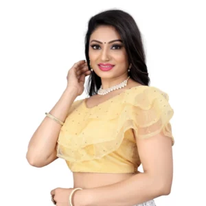 Alternative view of Women's Nylon Diamond Work Readymade Blouse (Beige, Size: Free Size)