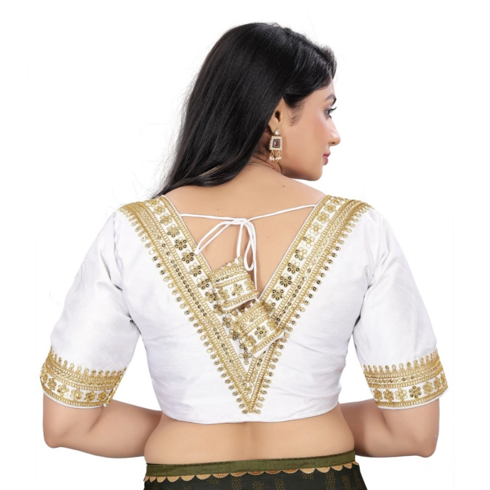Women's Banglory Embroidery Readymade Blouse (White, Size: Free Size) - Image 2