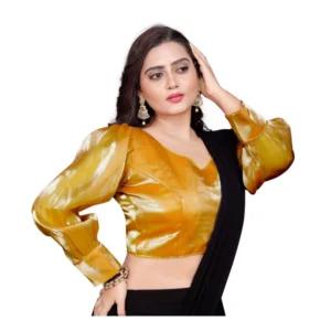 Alternative view of Women's Organza Plain Readymade Blouse (Mustard, Size: Free Size)