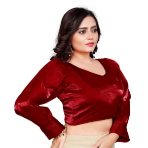 Alternative view of Women's Organza Plain Readymade Blouse (Maroon, Size: Free Size)