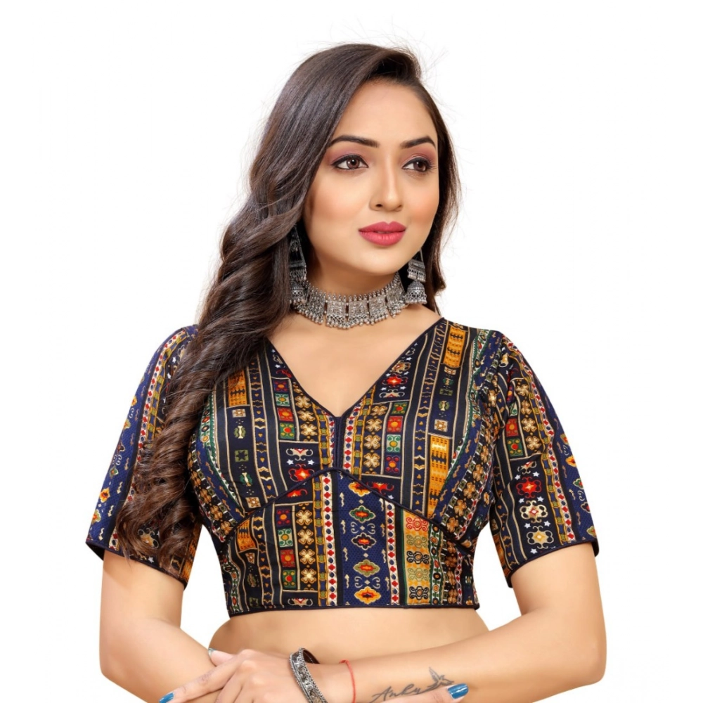 Women's Cotton Blend Plain Readymade Blouse (Navy Blue, Size: Free Size) - Image 4