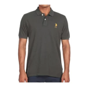Men's Solid Dark Grey Polo Neck T-Shirt | 100% Cotton | Regular Fit Half Sleeve Casual