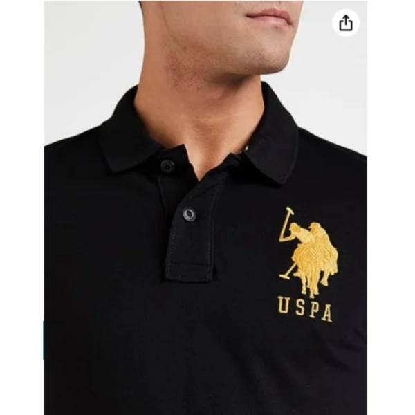 Men's?Casual Half sleeve Solid?Cotton Polo Neck T-shirt (Black) - Image 3