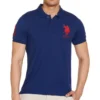 Men's Solid Dark Blue Polo Neck T-Shirt | 100% Cotton | Classic Regular Fit Half Sleeve