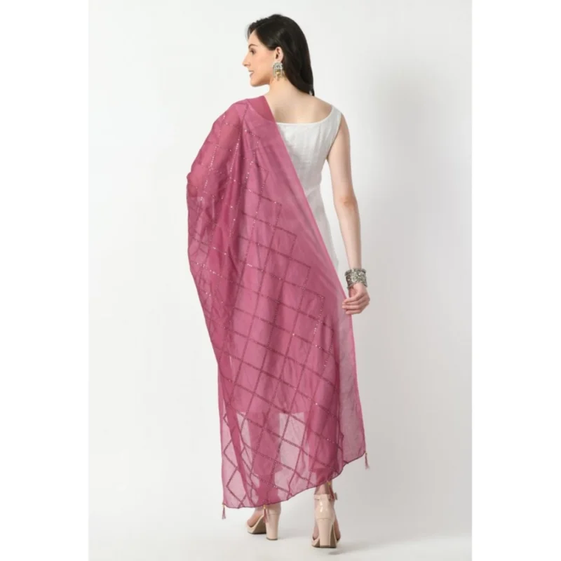 Alternative view of Women's Chanderi Self Design Dupatta (Levender, Length: Free Size)