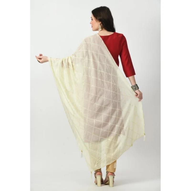 Alternative view of Women's Chanderi Self Design Dupatta (Off White, Length: Free Size)