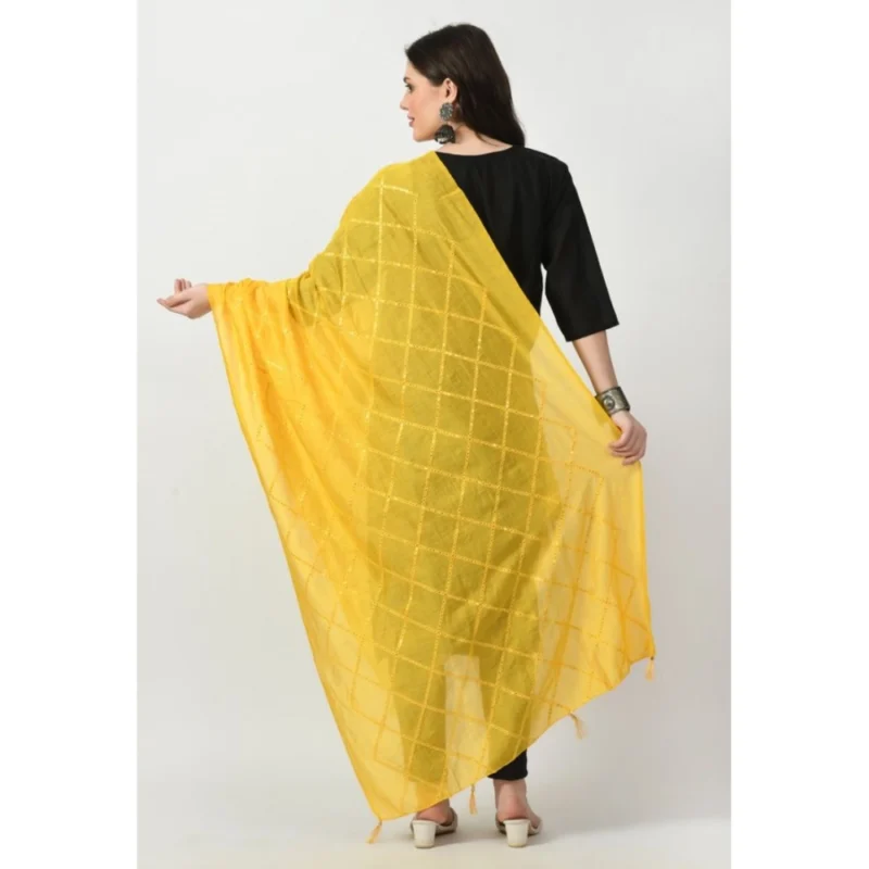 Alternative view of Women's Chanderi Self Design Dupatta (Yellow, Length: Free Size)