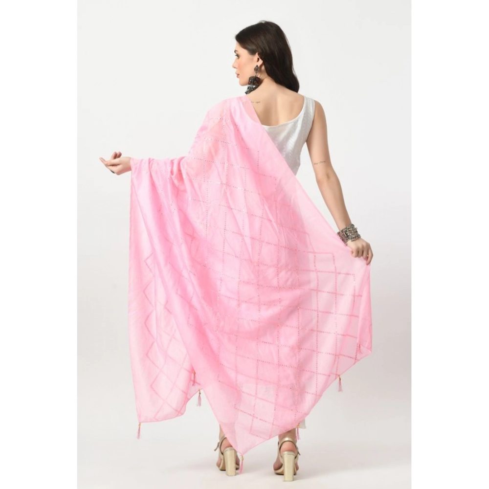 Women's Chanderi Self Design Dupatta (Pink, Length: Free Size) - Image 2